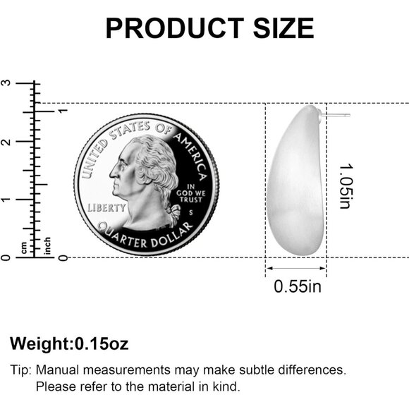 ⚡Silver Teardrop Earrings for Women Matte Chunky Statement Drop Dangle Jewelry - Picture 6 of 6